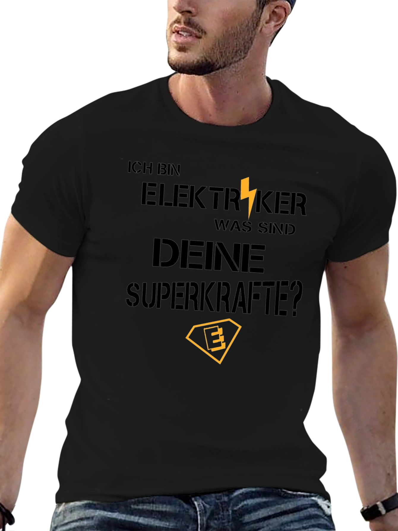 Electrician Superpower T-Shirt - Mens Black Tee