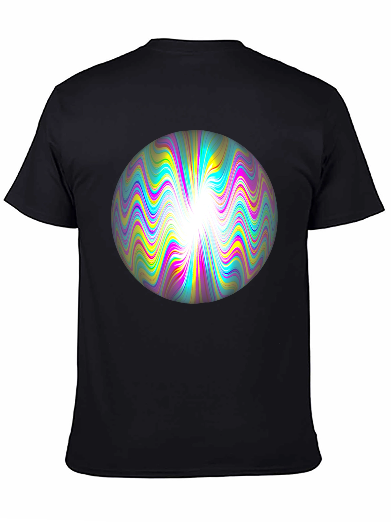 Psychedelic Orb Graphic Tee - Black Cotton T-Shirt
