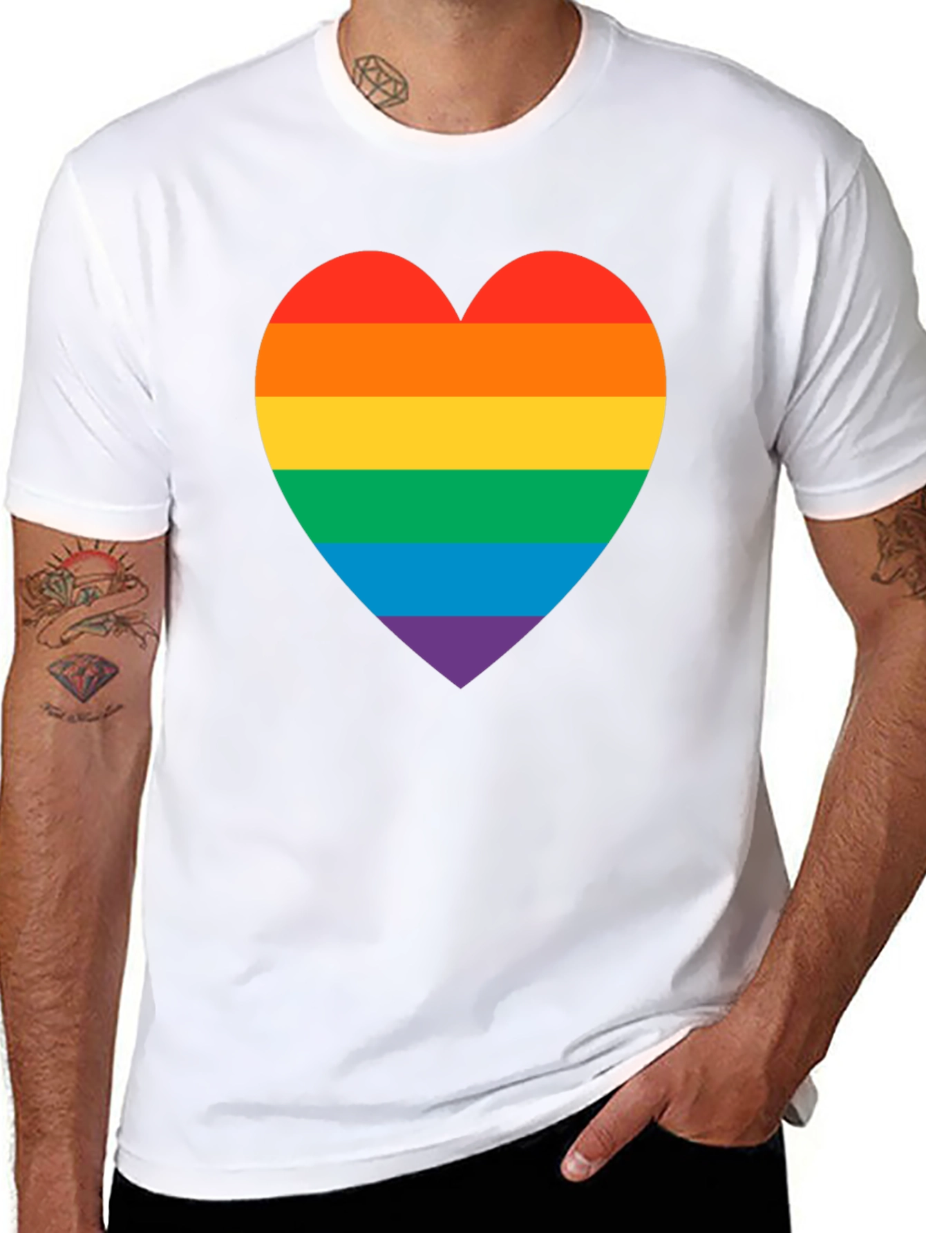 Rainbow Heart Pride T-Shirt - Black