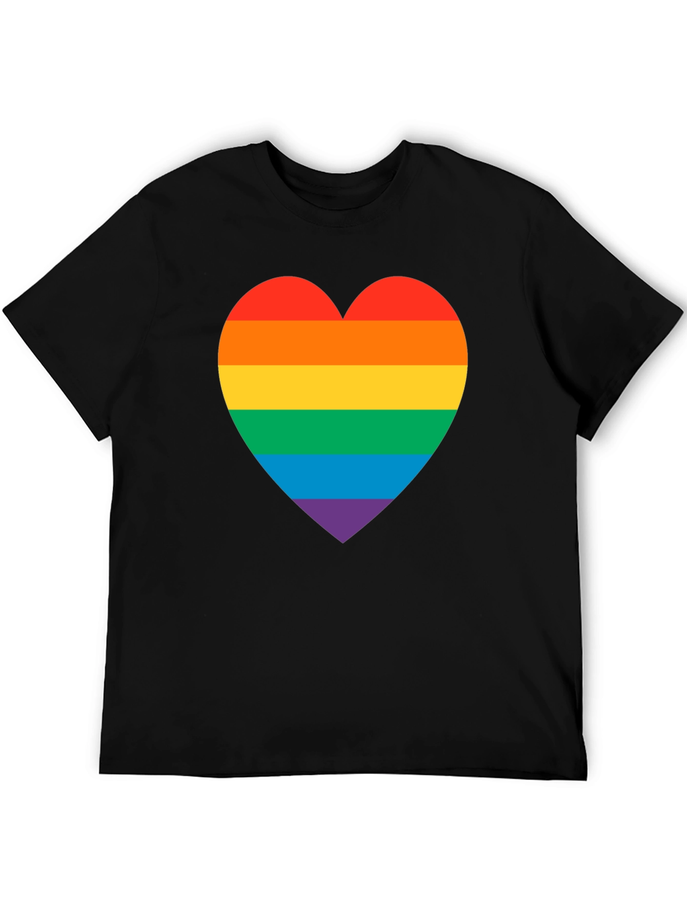 Rainbow Heart Pride T-Shirt - Black
