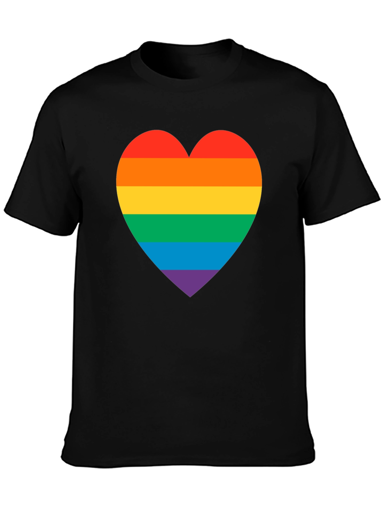 Rainbow Heart Pride T-Shirt - Black