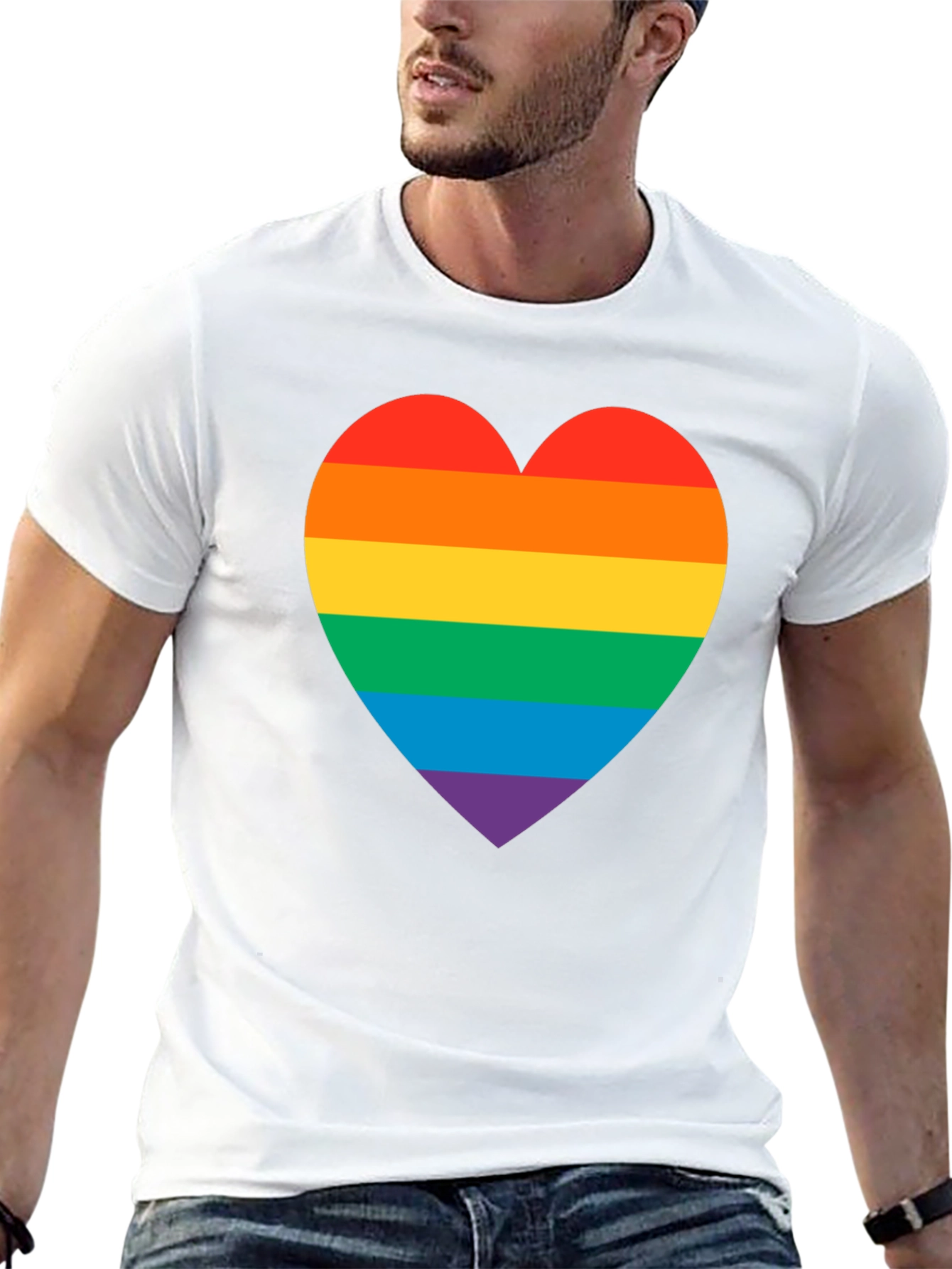 Rainbow Heart Pride T-Shirt - Black