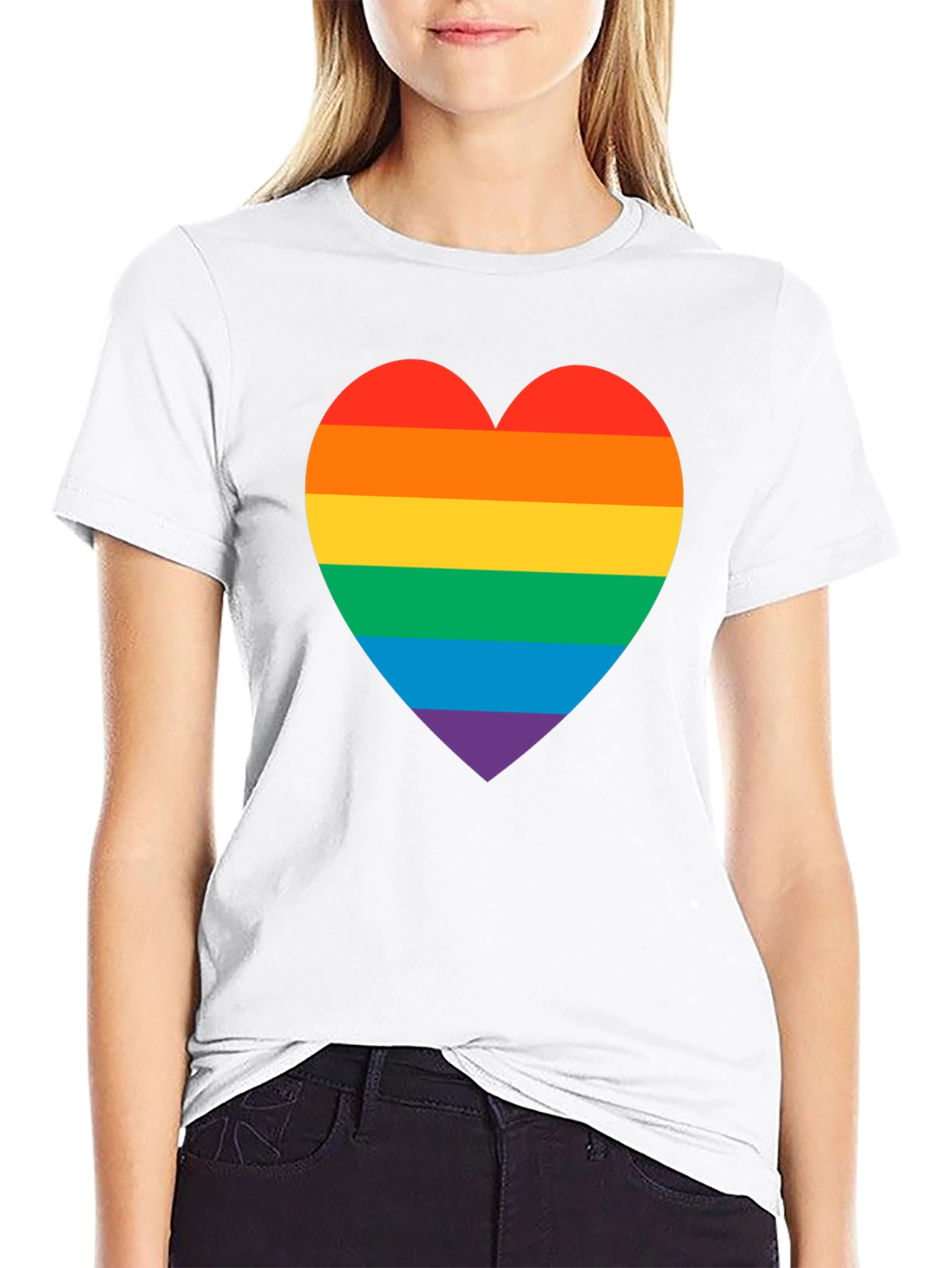 Rainbow Heart Pride T-Shirt - Black
