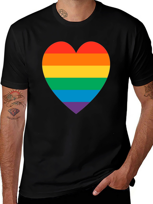 Rainbow Heart Pride T-Shirt - Black