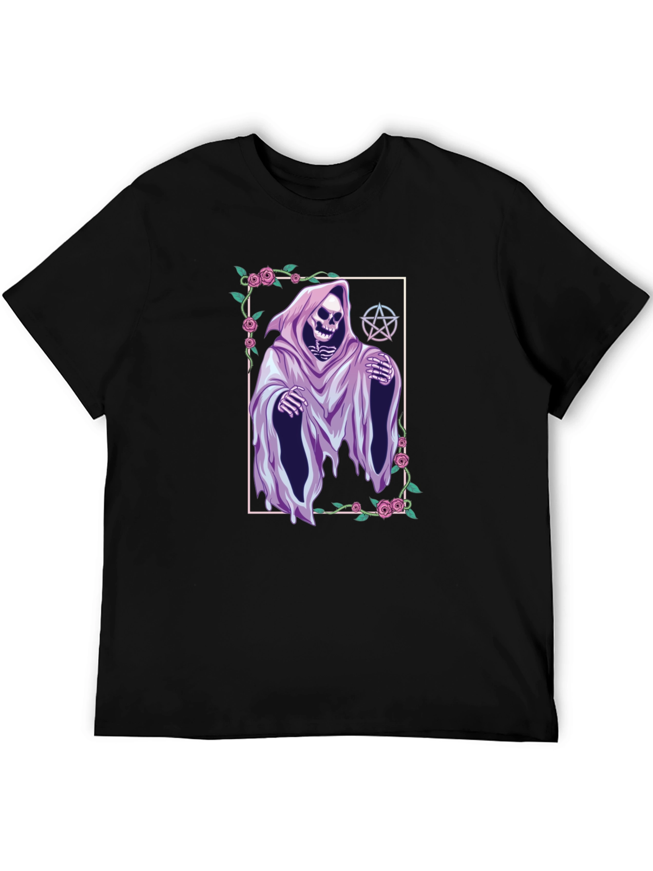 Grim Reaper Graphic Tee - Floral Frame