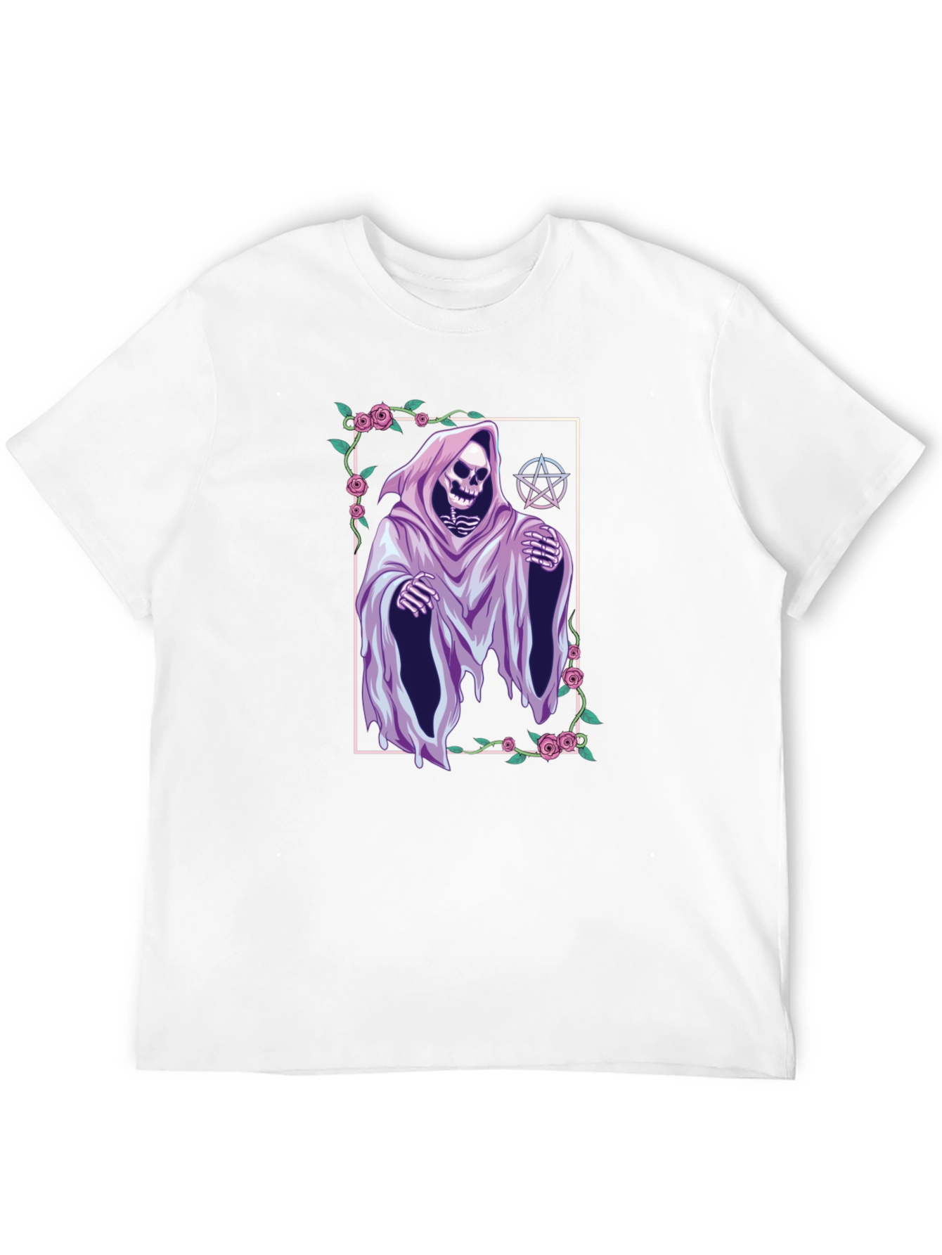 Grim Reaper Graphic Tee - Floral Frame