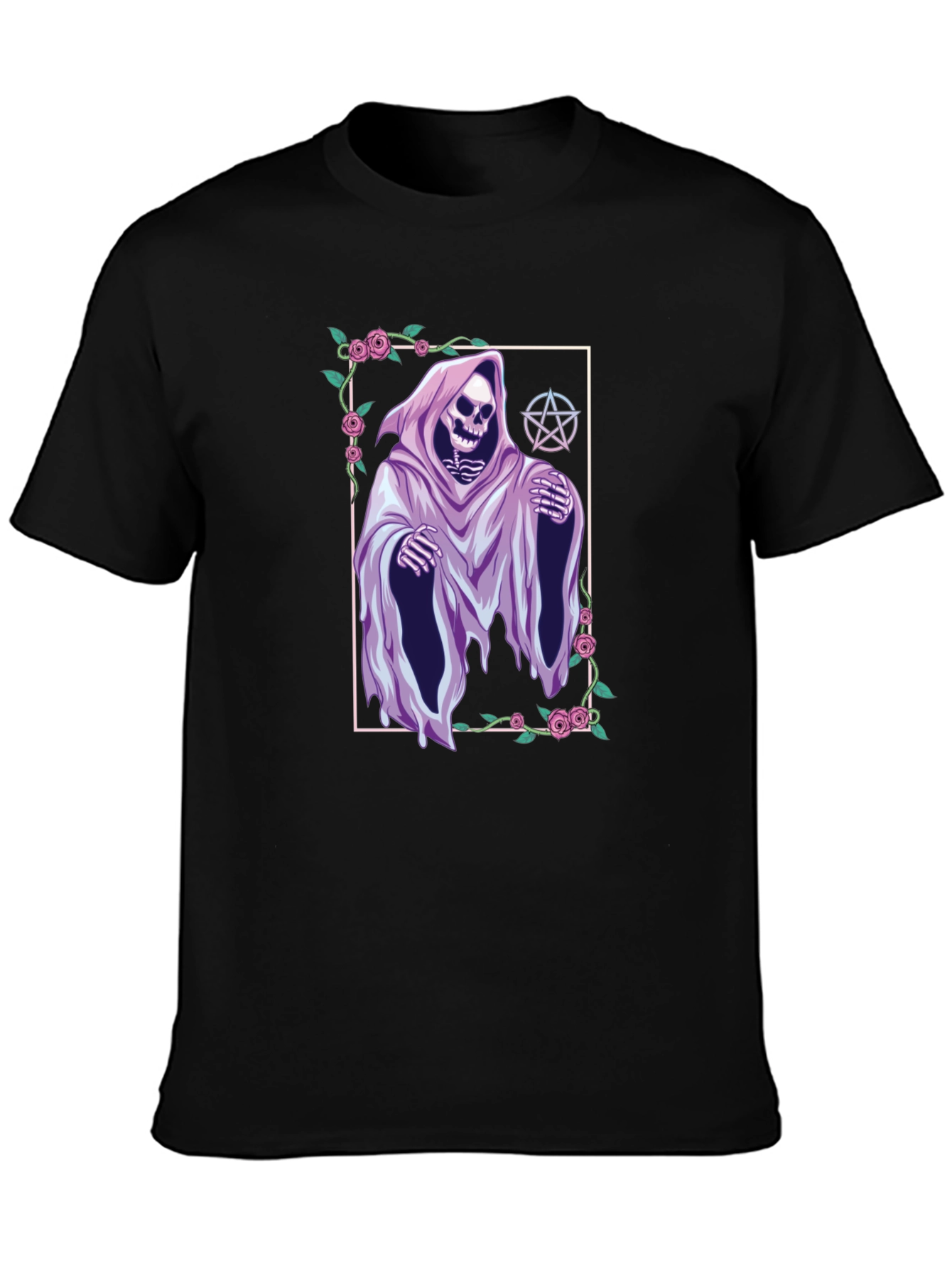 Grim Reaper Graphic Tee - Floral Frame