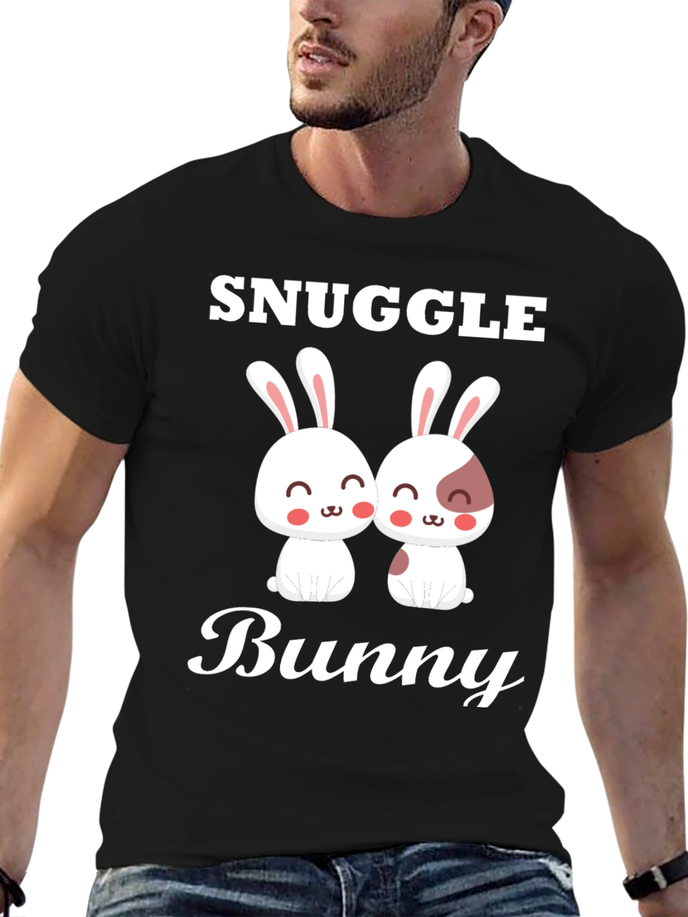 Snuggle Bunny Graphic Tee - Cute Couple Rabbits