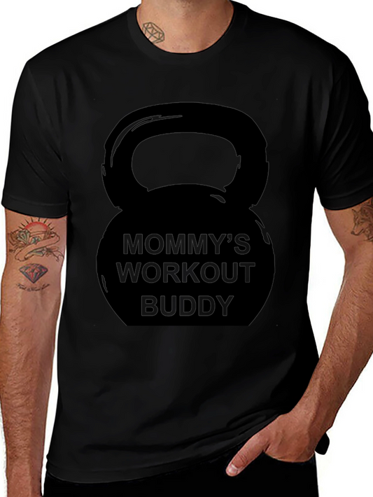 Mommys Workout Buddy Kettlebell Black T-Shirt