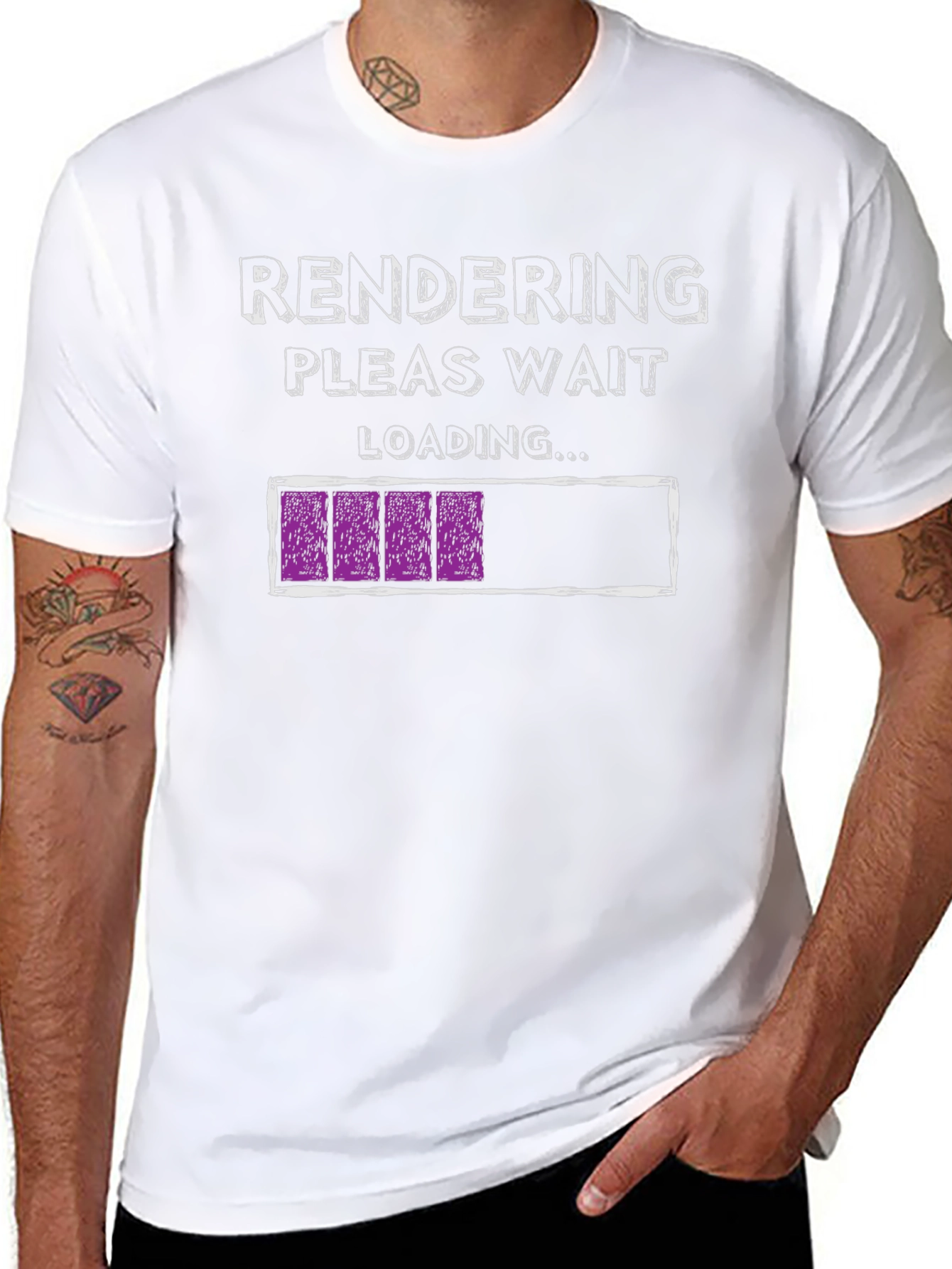 Rendering Please Wait Loading Funny Black T-Shirt