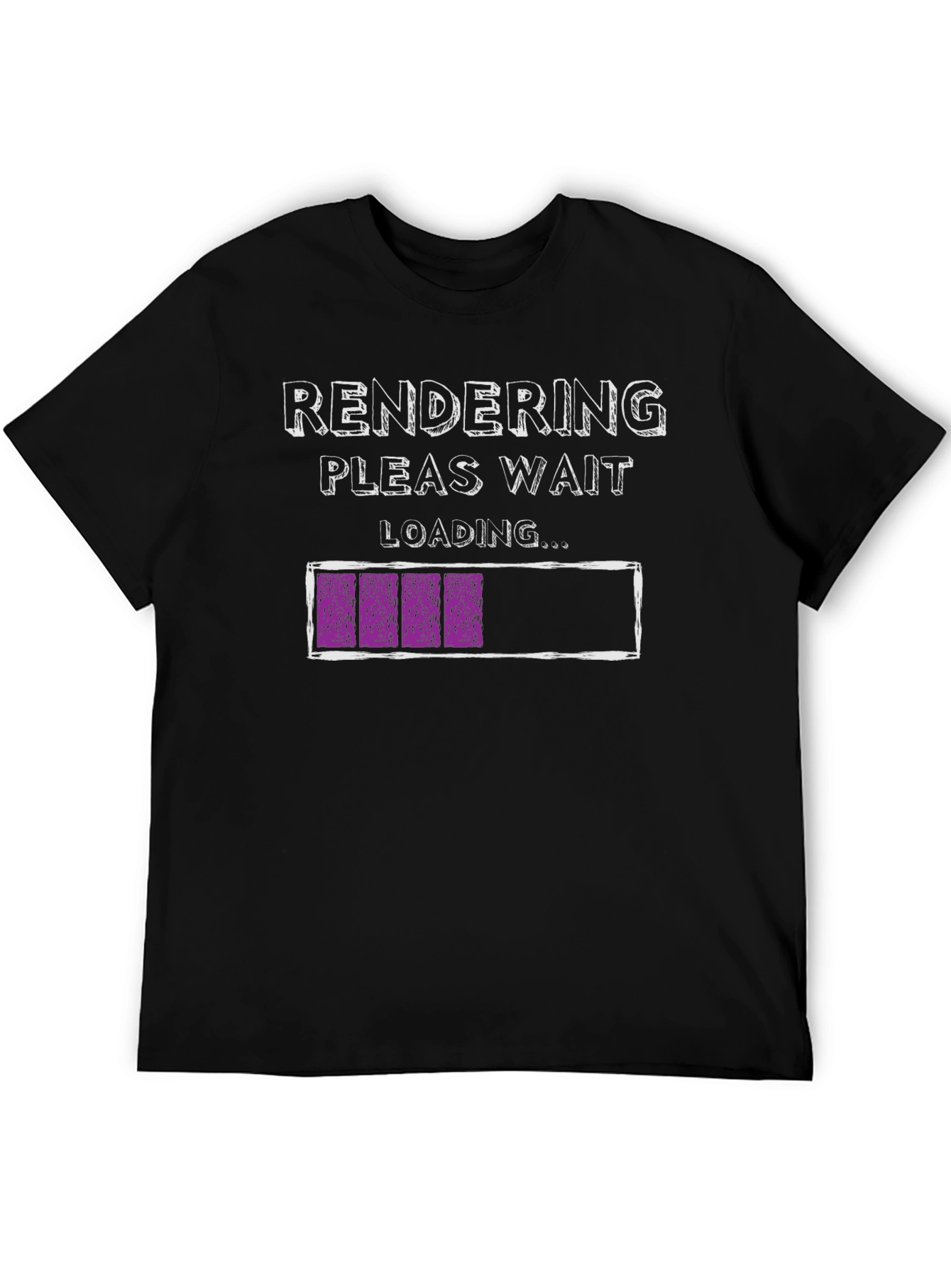 Rendering Please Wait Loading Funny Black T-Shirt