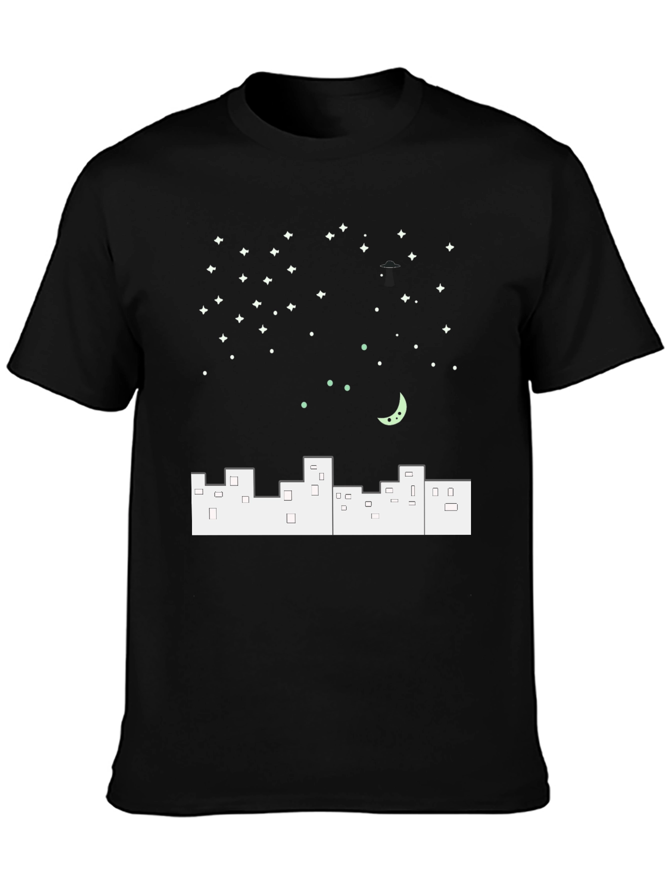 Night City T-Shirt - Urban Moon Stars Design