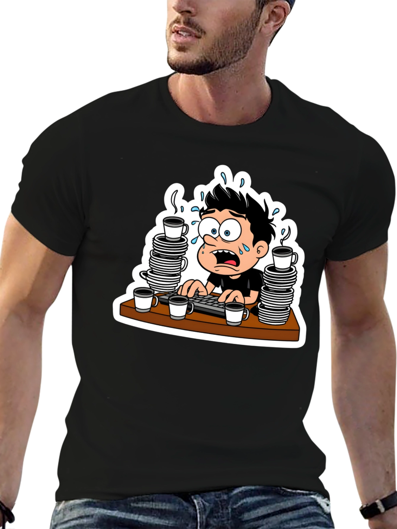 Stressed Cartoon Graphic Tee
