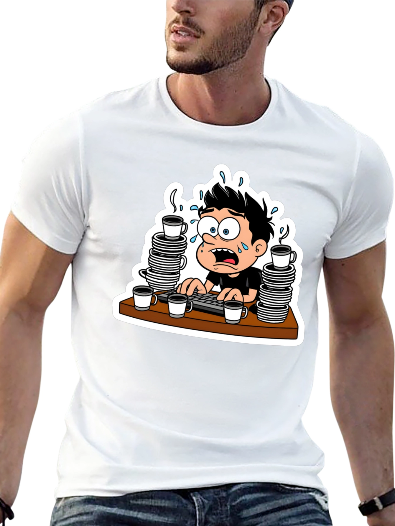 Stressed Cartoon Graphic Tee
