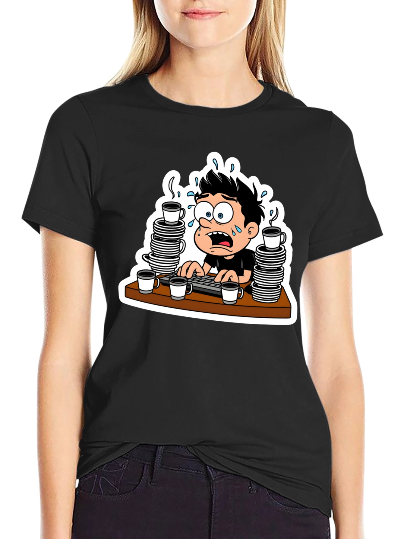 Stressed Cartoon Graphic Tee