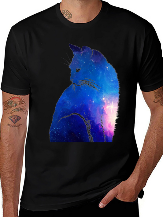 Galaxy Cat Graphic Tee - Cosmic Style