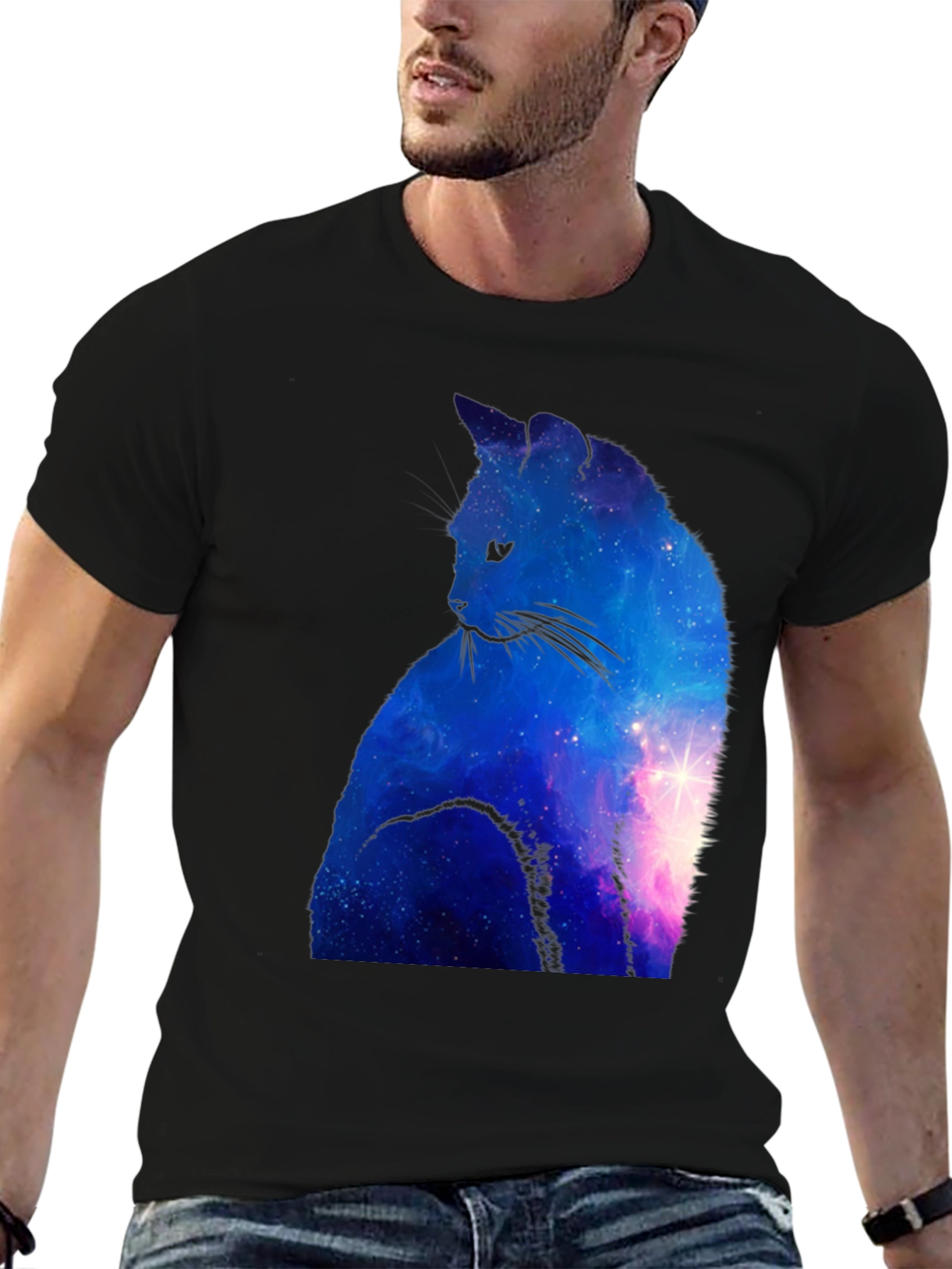 Galaxy Cat Graphic Tee - Cosmic Style