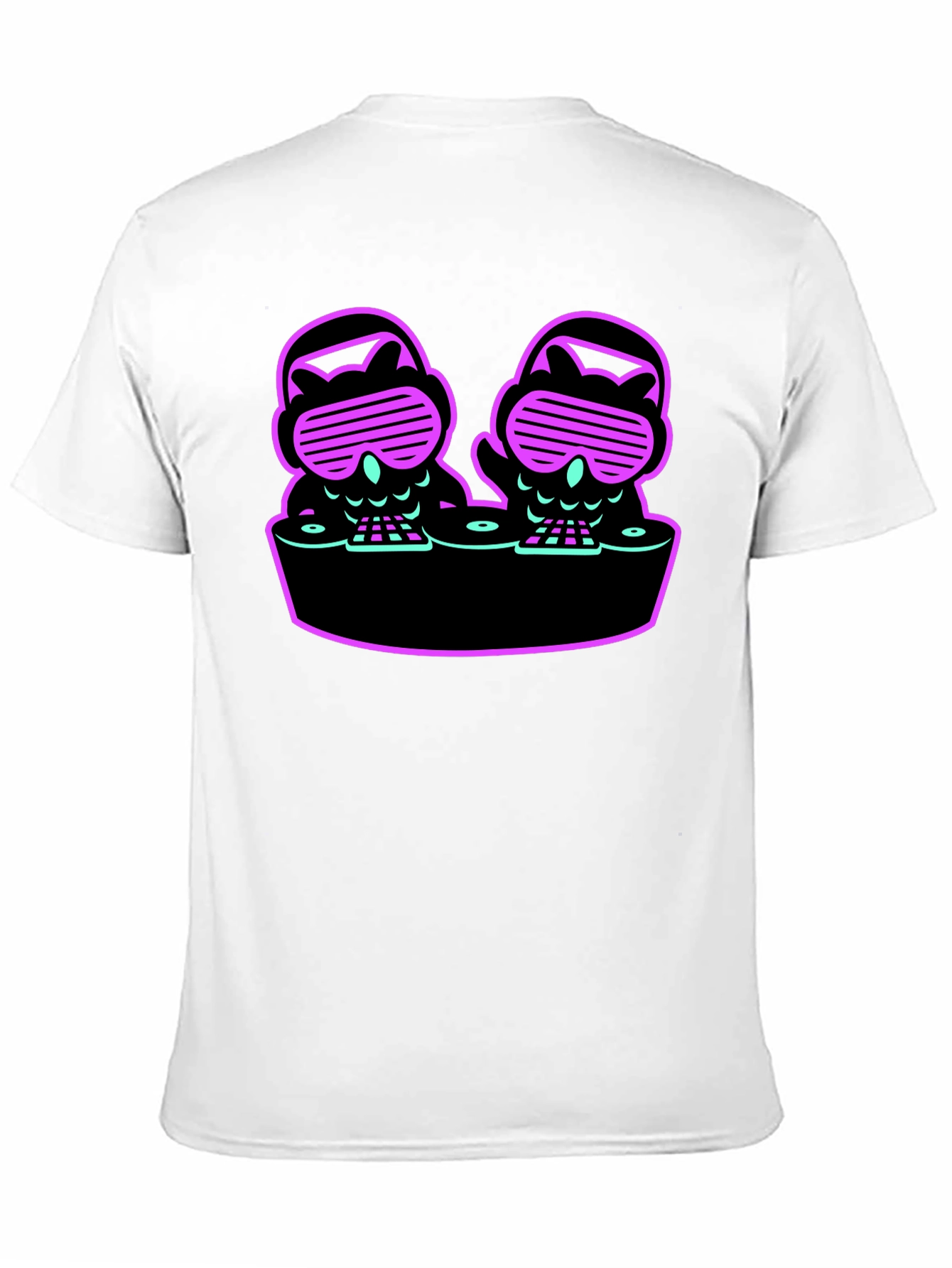 DJ Owls Graphic Tee - Unique Neon Design