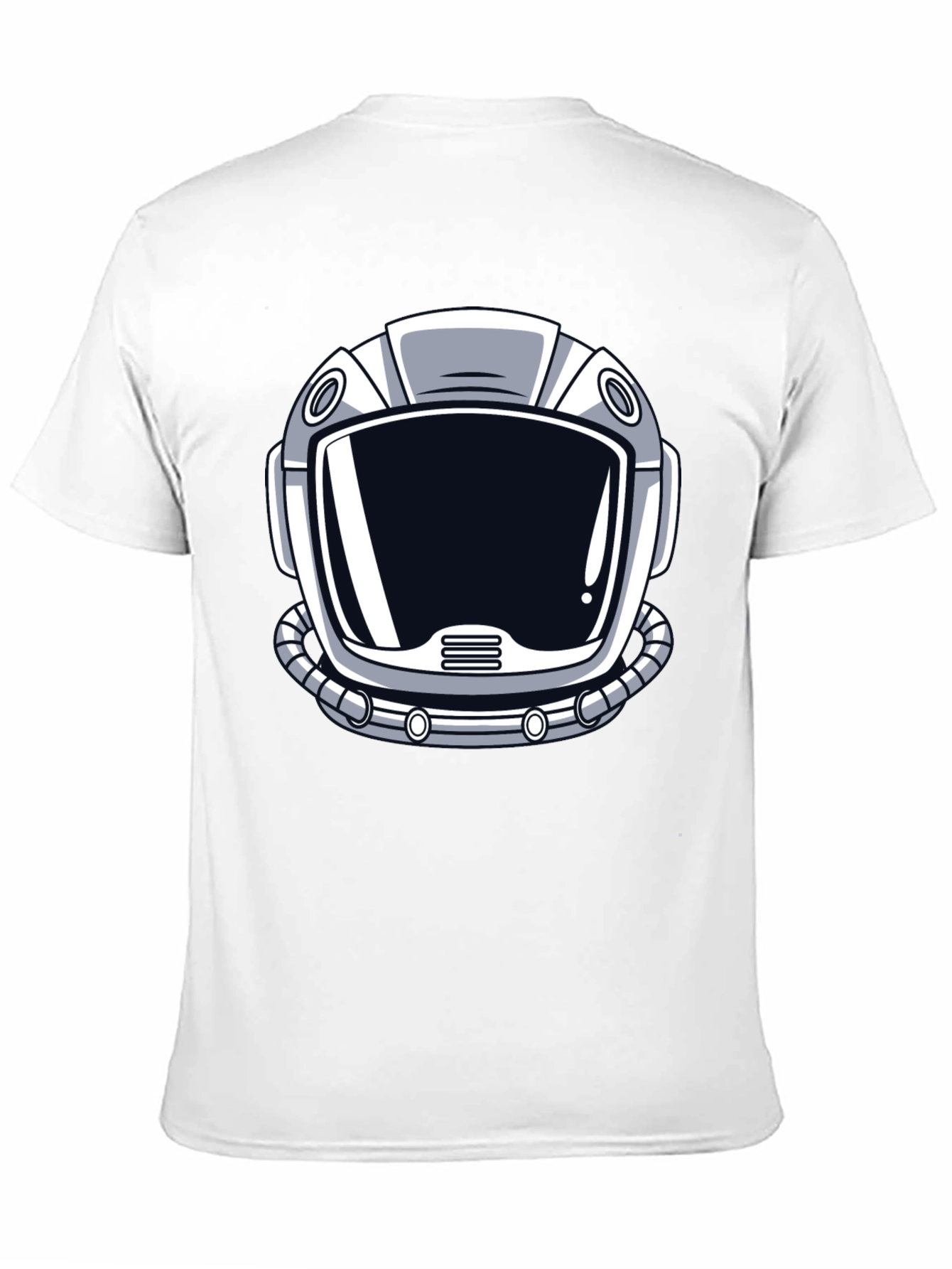Astronaut Helmet Graphic Tee - Black Cotton T-Shirt