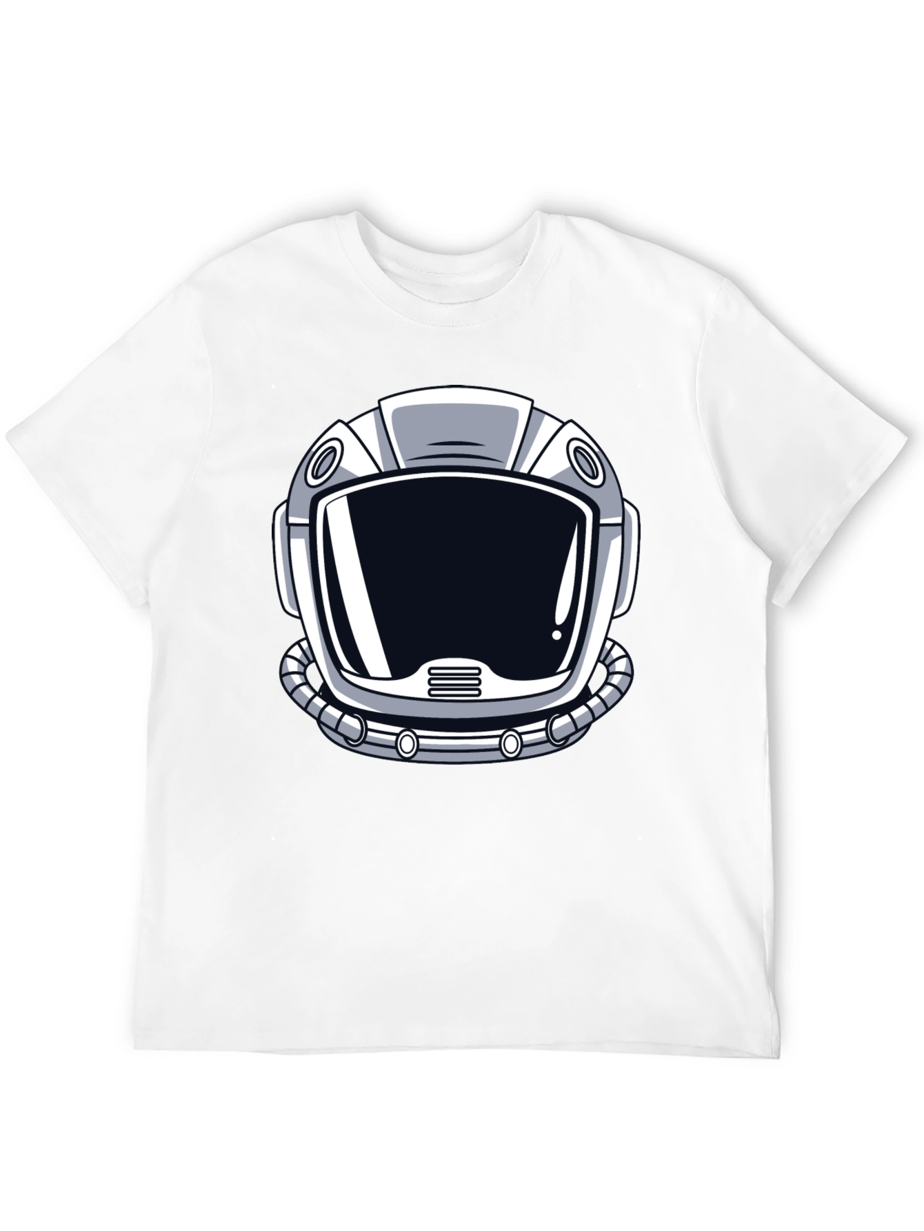 Astronaut Helmet Graphic Tee - Black Cotton T-Shirt