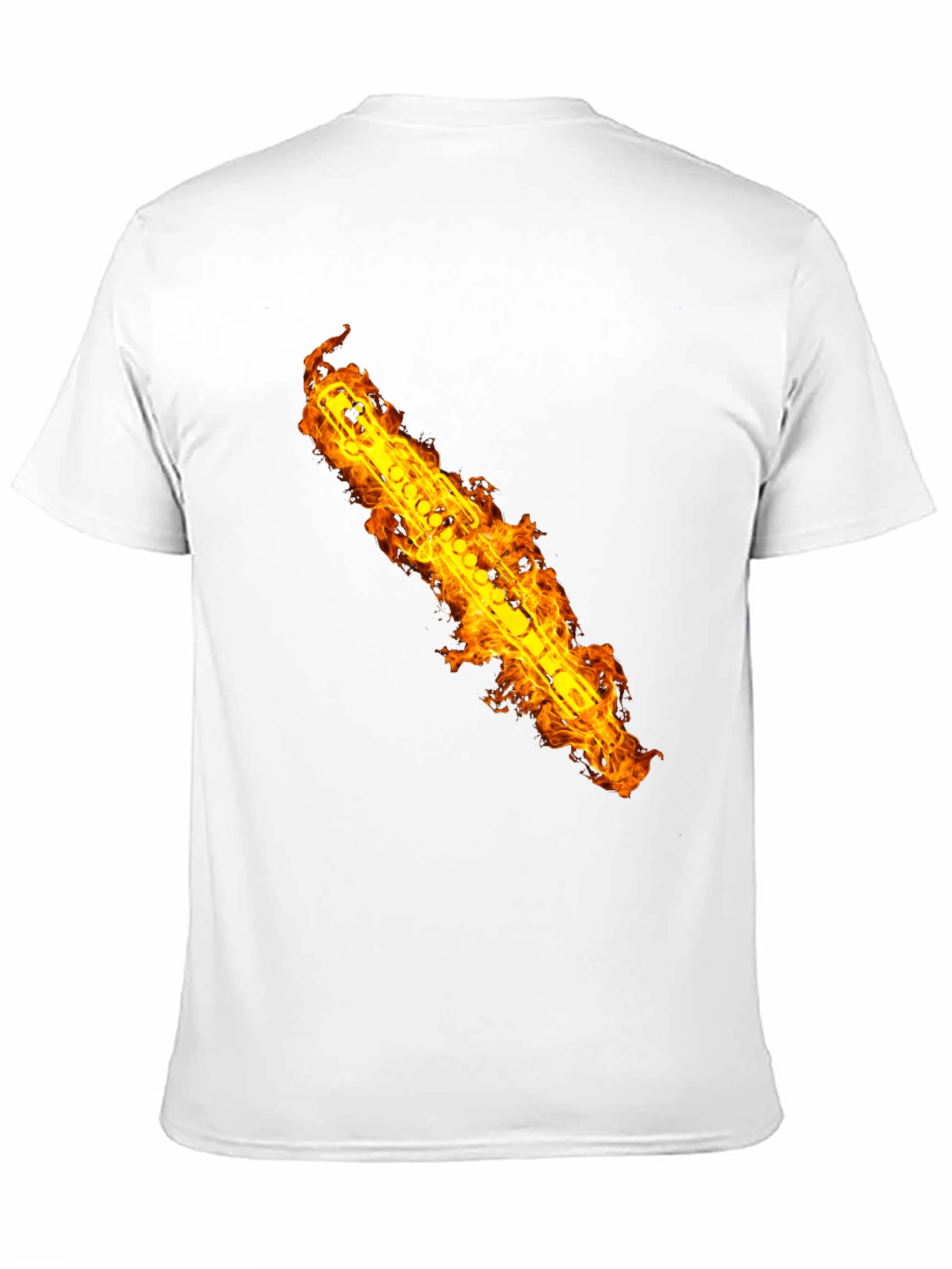 Fiery Flute Graphic Tee - Musicians Cool Black T-Shirt