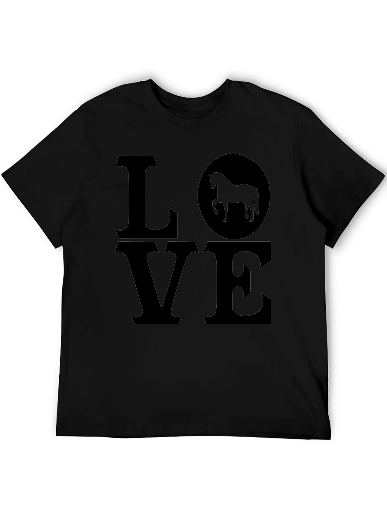 Love Horses Black Graphic Tee Shirt