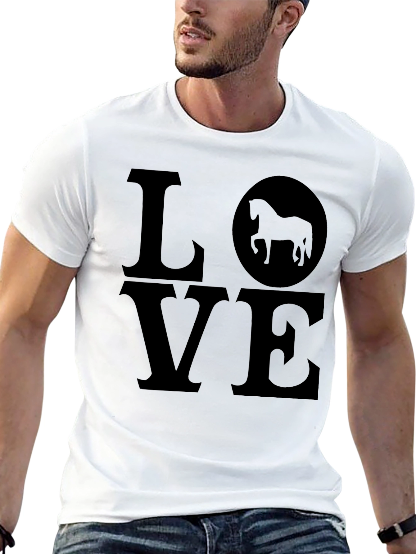 Love Horses Black Graphic Tee Shirt