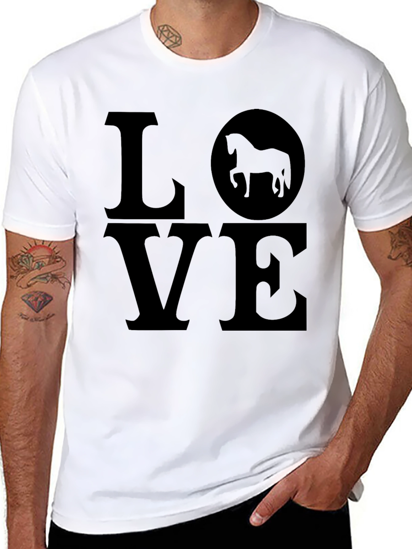 Love Horses Black Graphic Tee Shirt