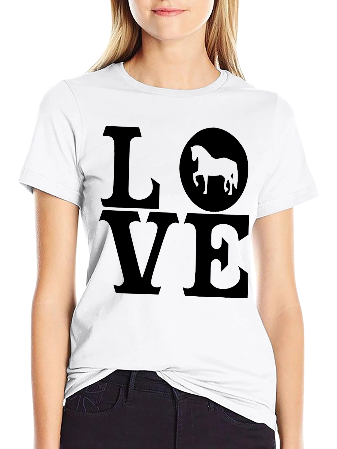 Love Horses Black Graphic Tee Shirt