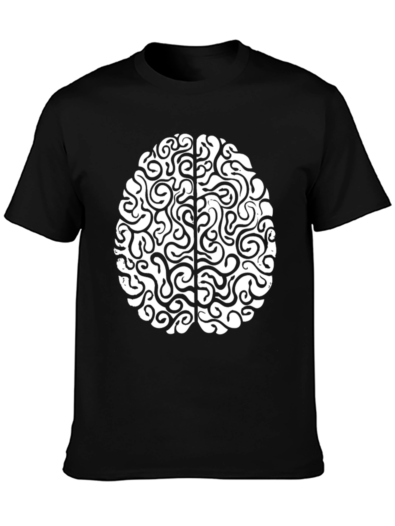 Brain Graphic Tee - Mens Casual Black T-Shirt