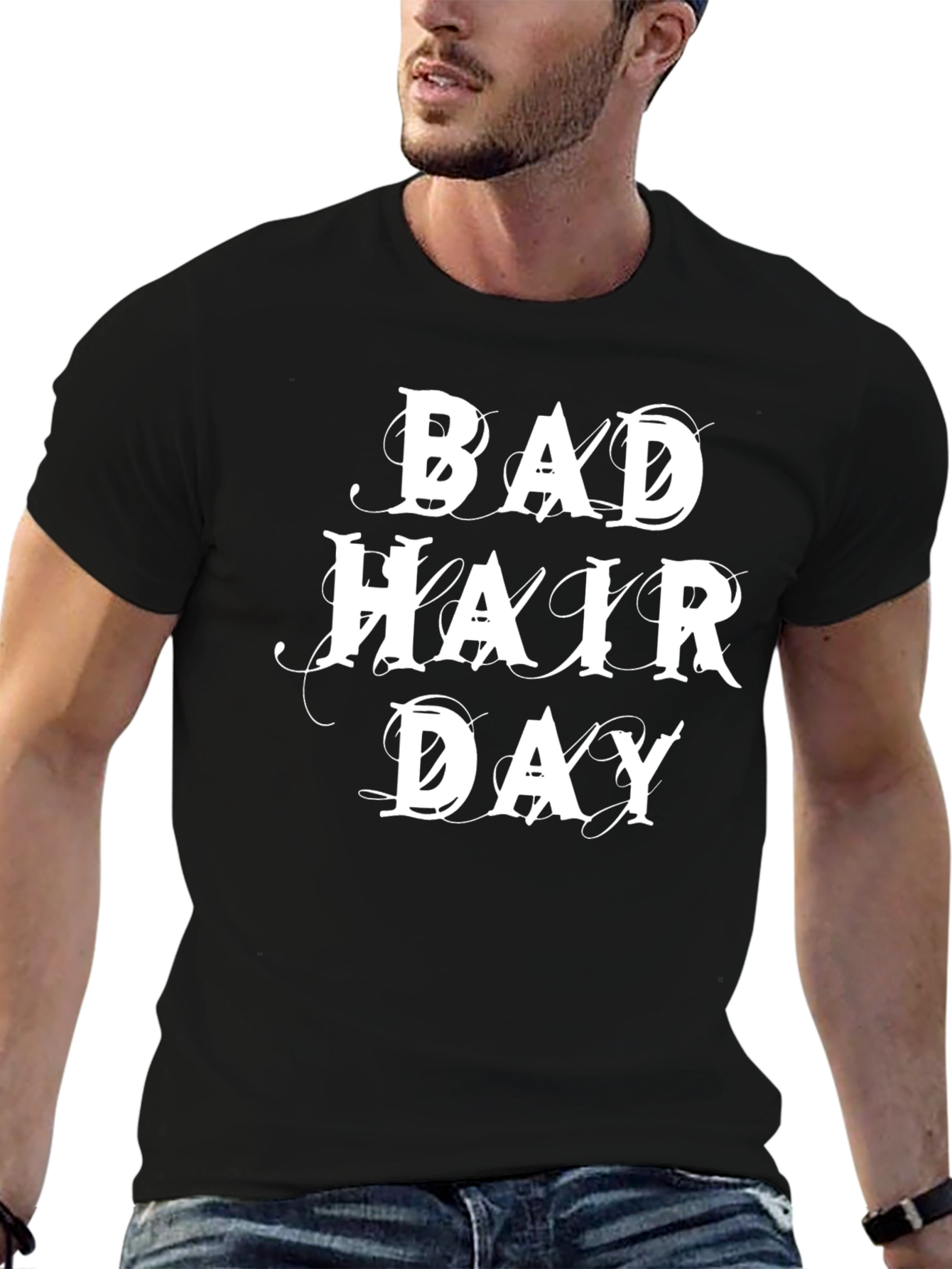 Bad Hair Day Graphic Tee - Black Casual T-Shirt