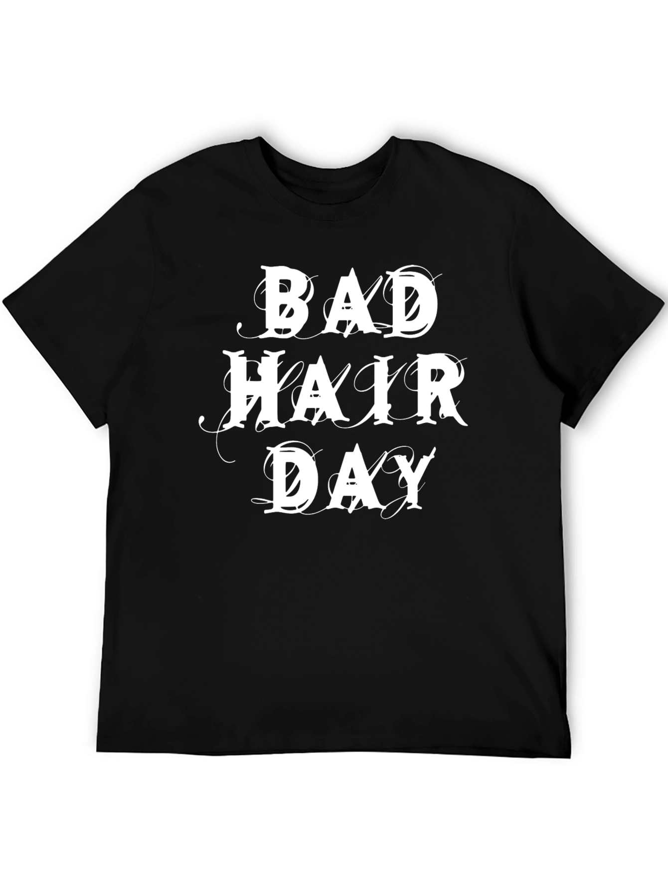 Bad Hair Day Graphic Tee - Black Casual T-Shirt