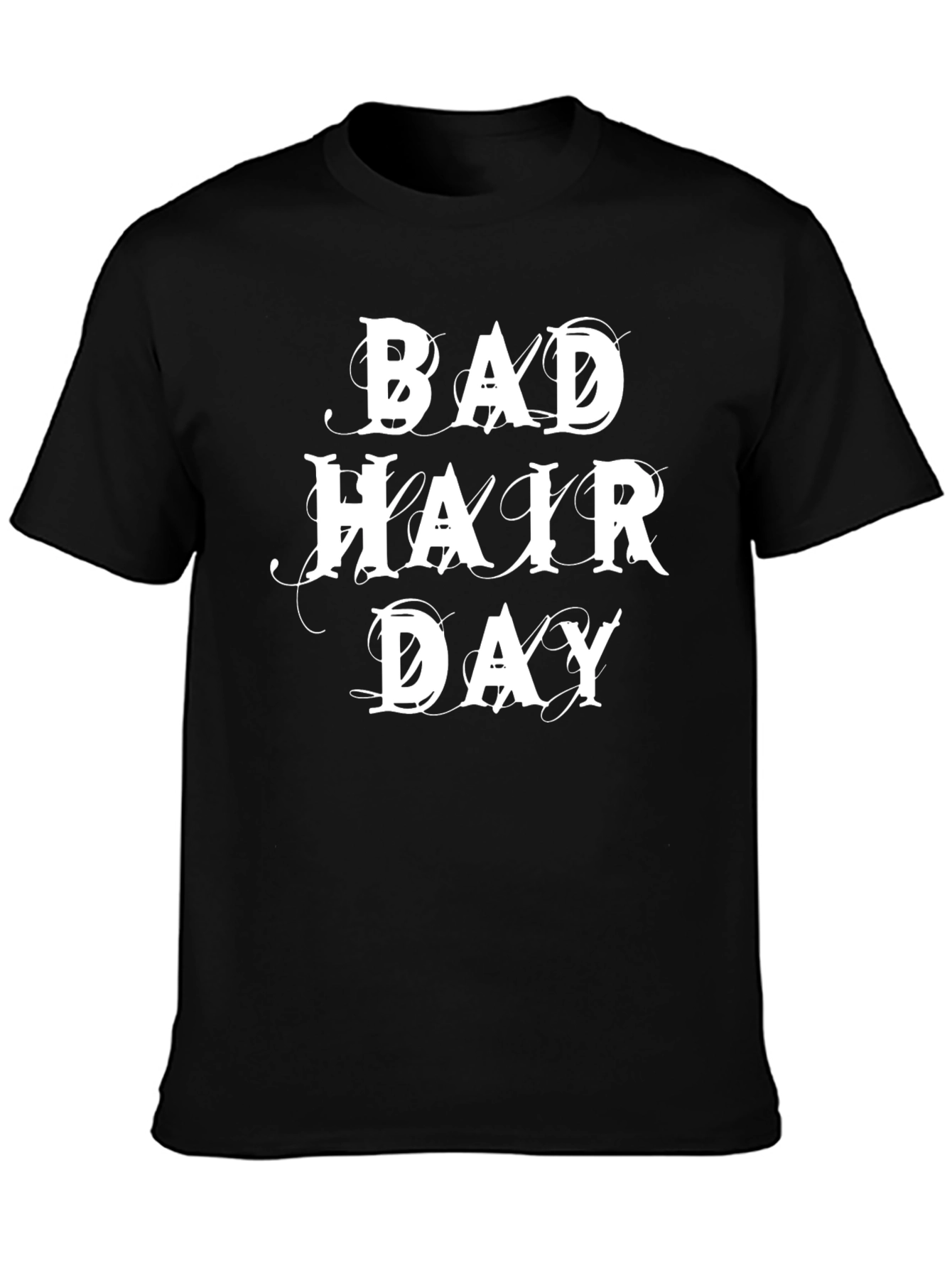Bad Hair Day Graphic Tee - Black Casual T-Shirt