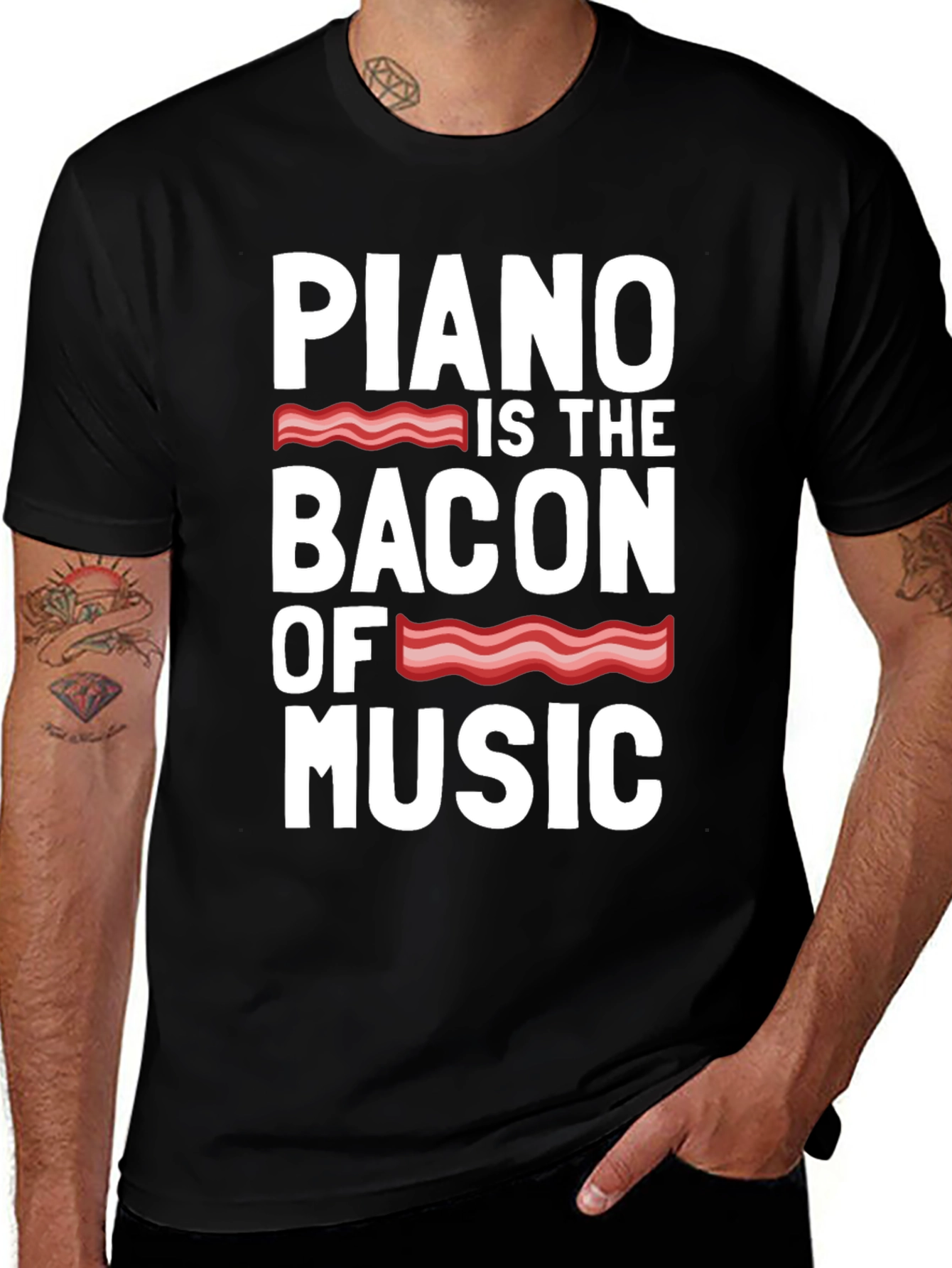 Piano Bacon of Music Funny T-Shirt