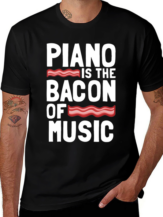 Piano Bacon of Music Funny T-Shirt