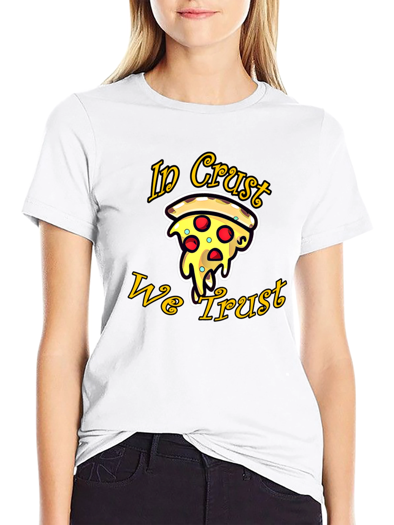 Pizza In Crust We Trust Graphic Tee - Black