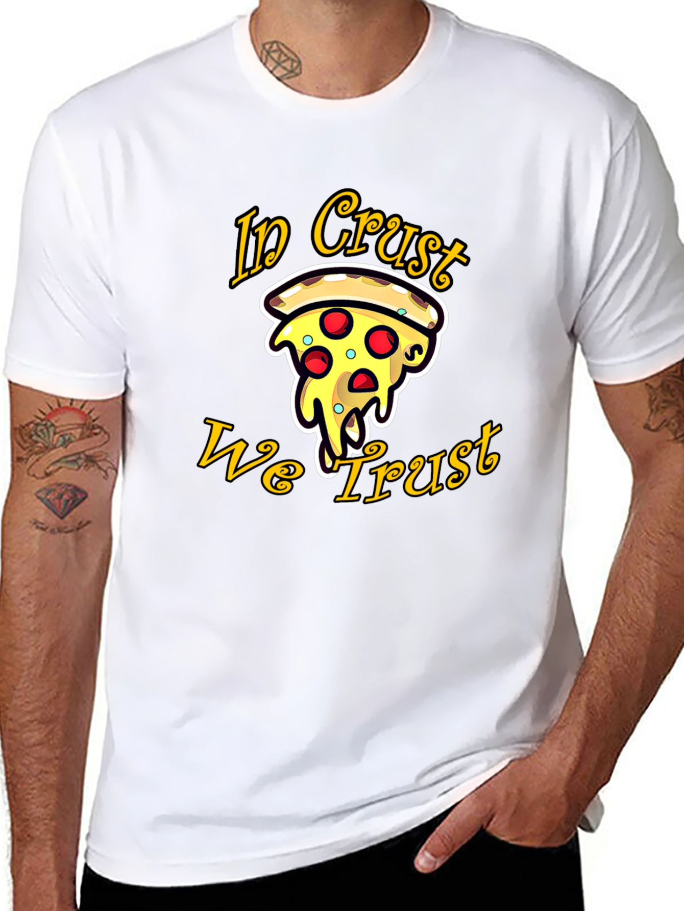 Pizza In Crust We Trust Graphic Tee - Black