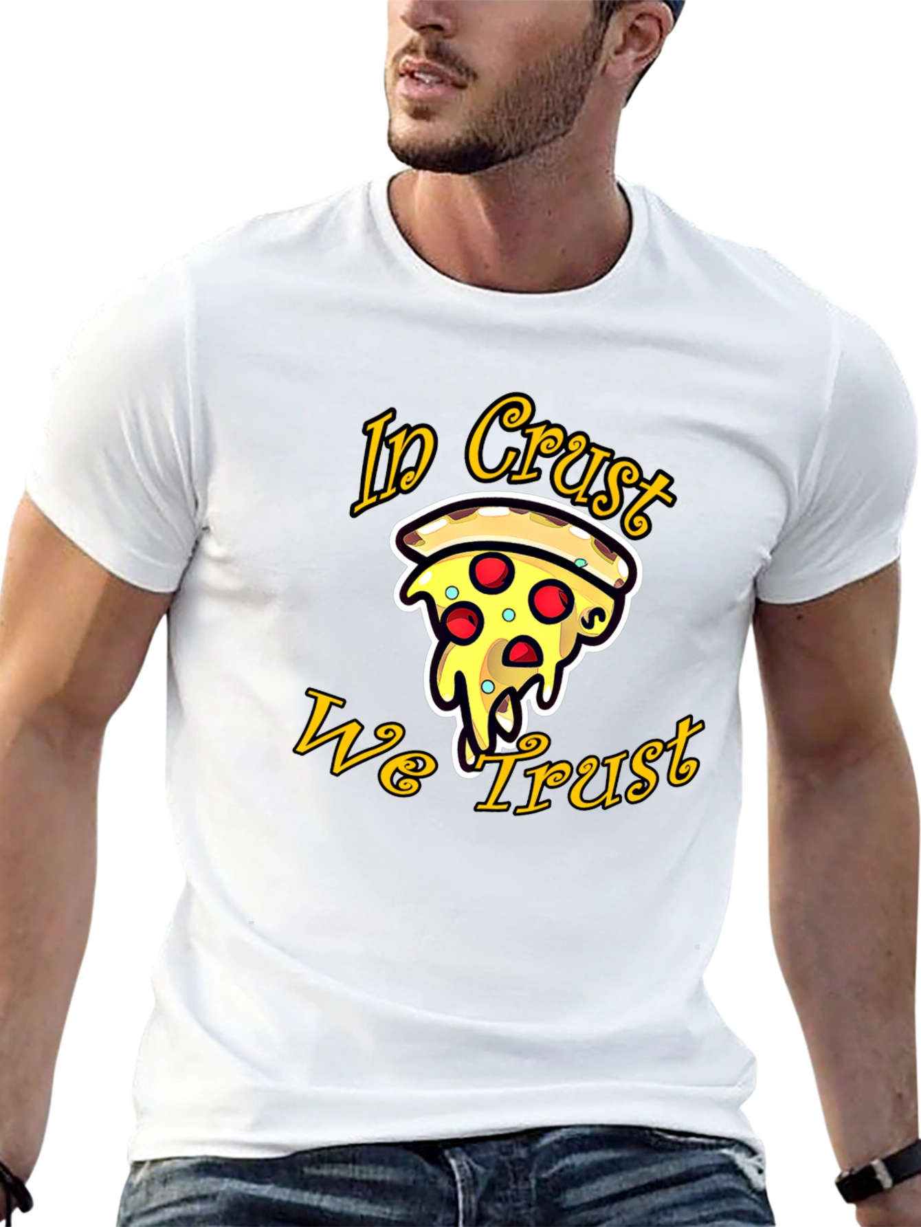 Pizza In Crust We Trust Graphic Tee - Black
