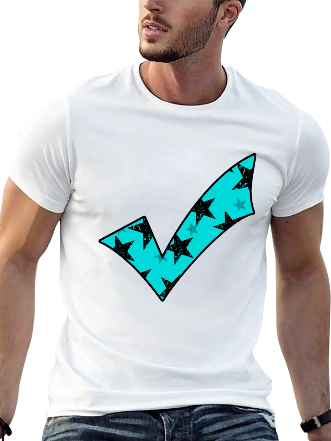 Modern Check Mark Tee - Stylish Graphic T-Shirt