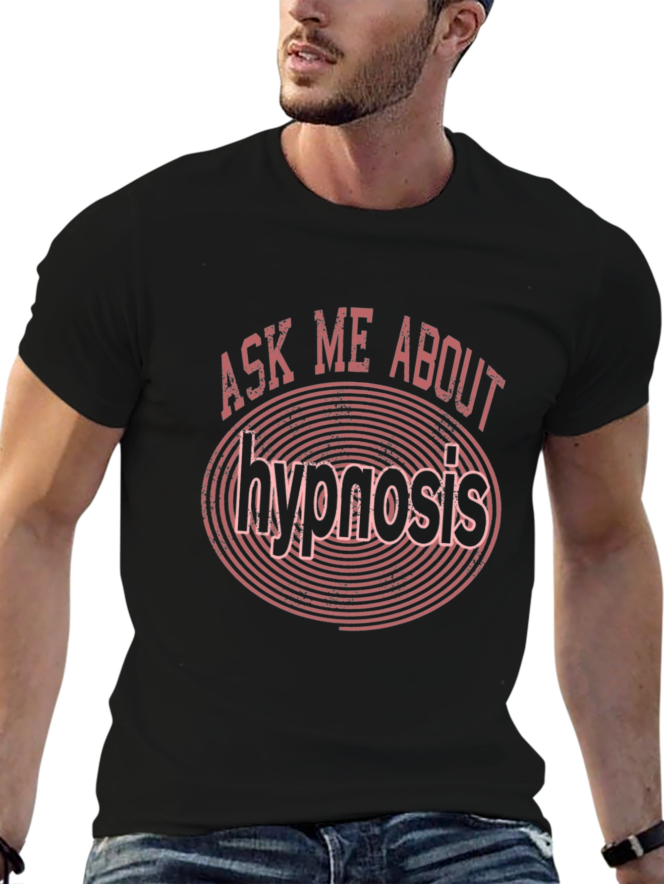 Ask Me About Hypnosis Graphic Tee - Black Cotton