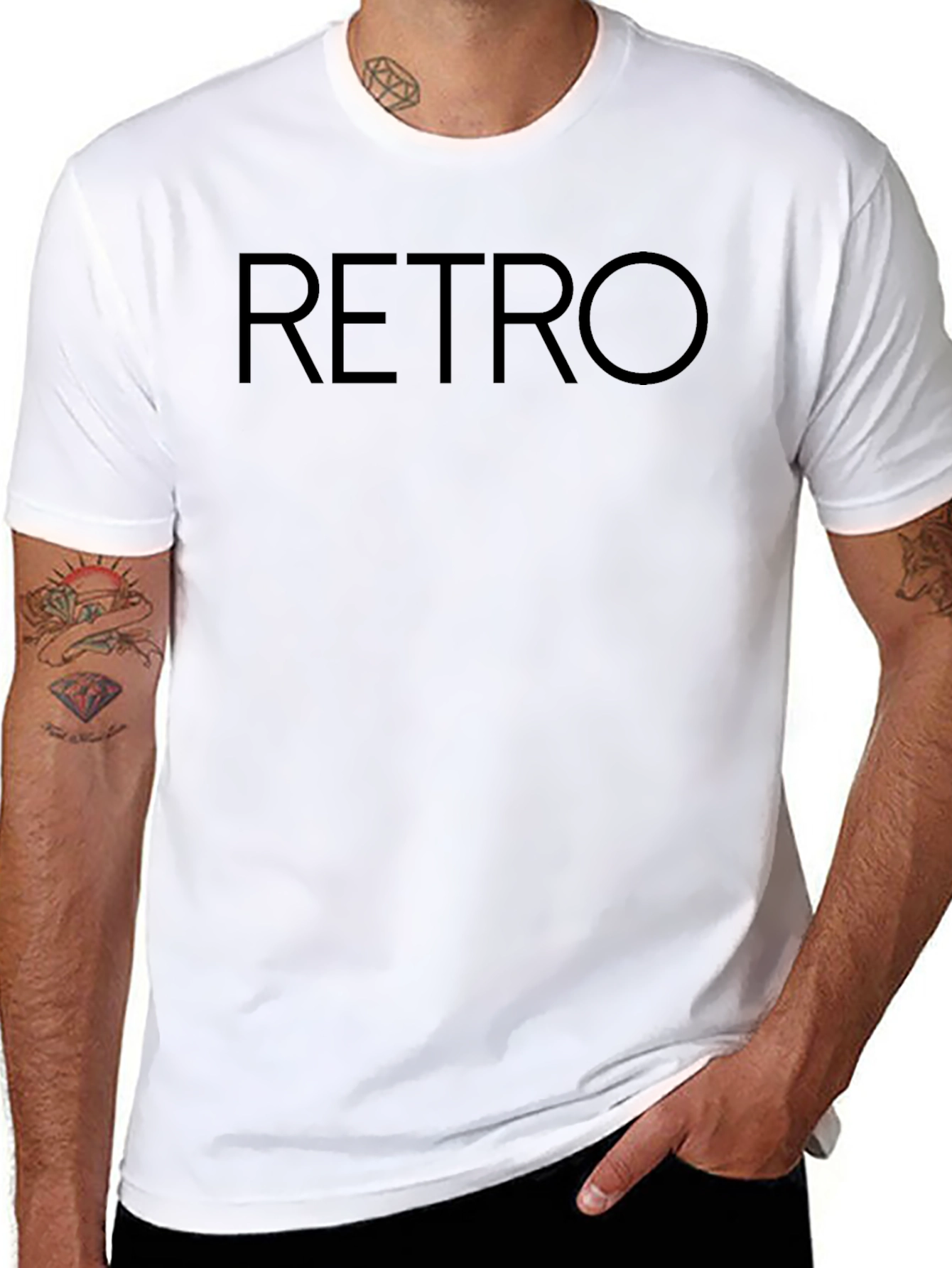 Retro Black Crew Neck T-Shirt