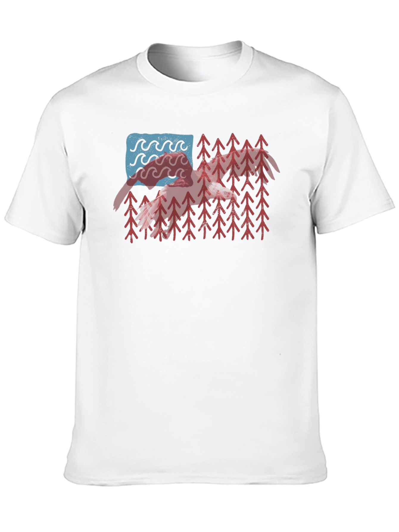 USA Flag Mountain & Wave Graphic Black T-Shirt