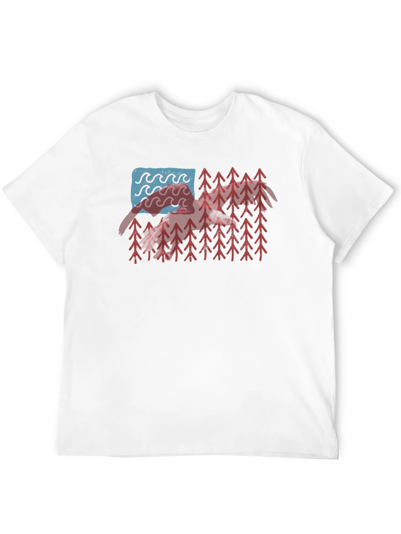 USA Flag Mountain & Wave Graphic Black T-Shirt