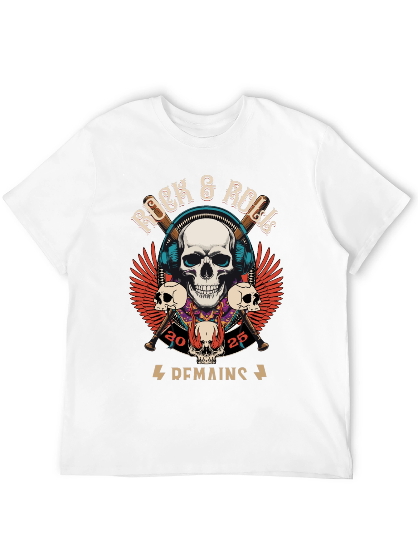 Rock & Roll Graphic T-Shirt - Skull Design