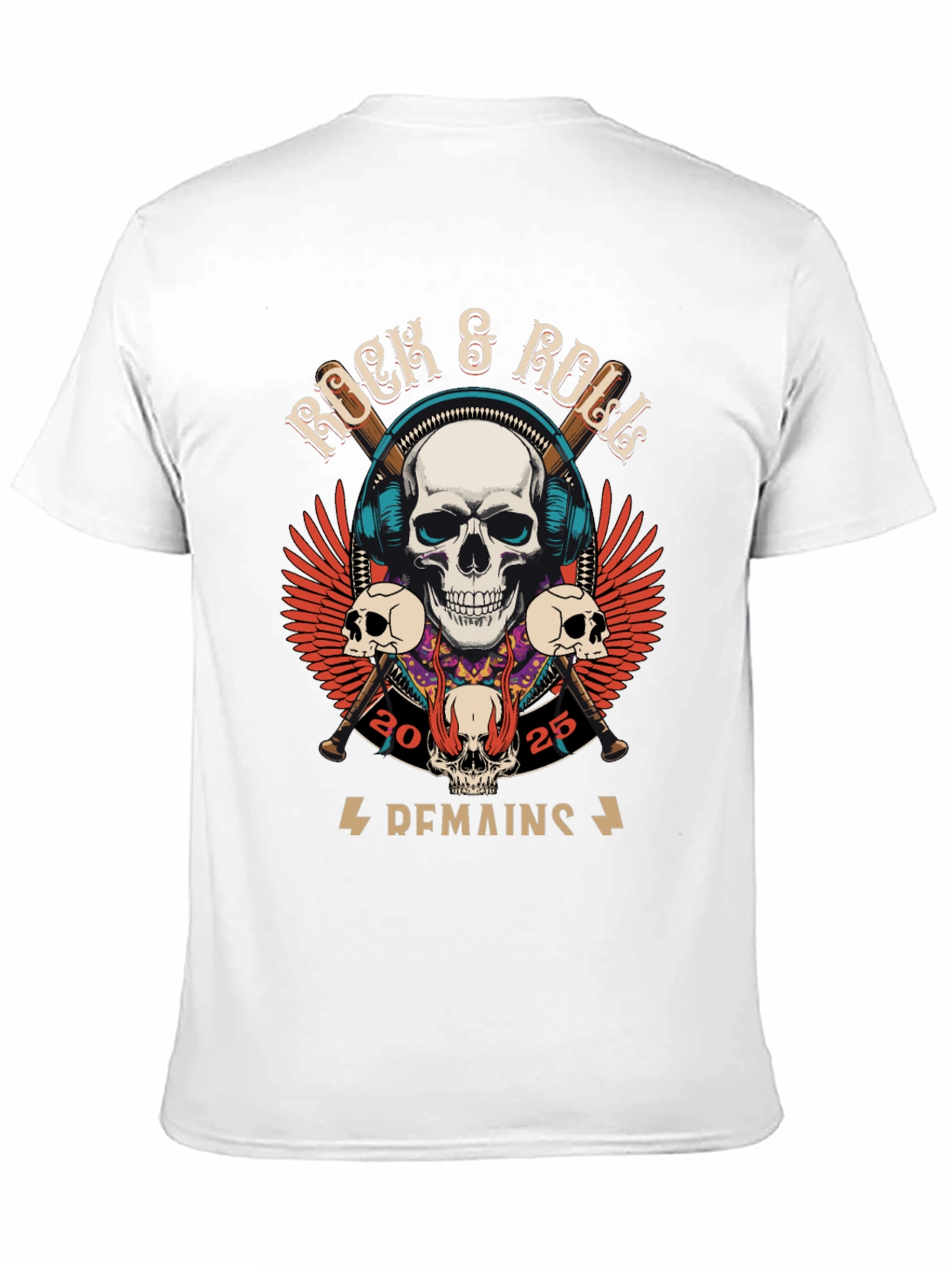 Rock & Roll Graphic T-Shirt - Skull Design