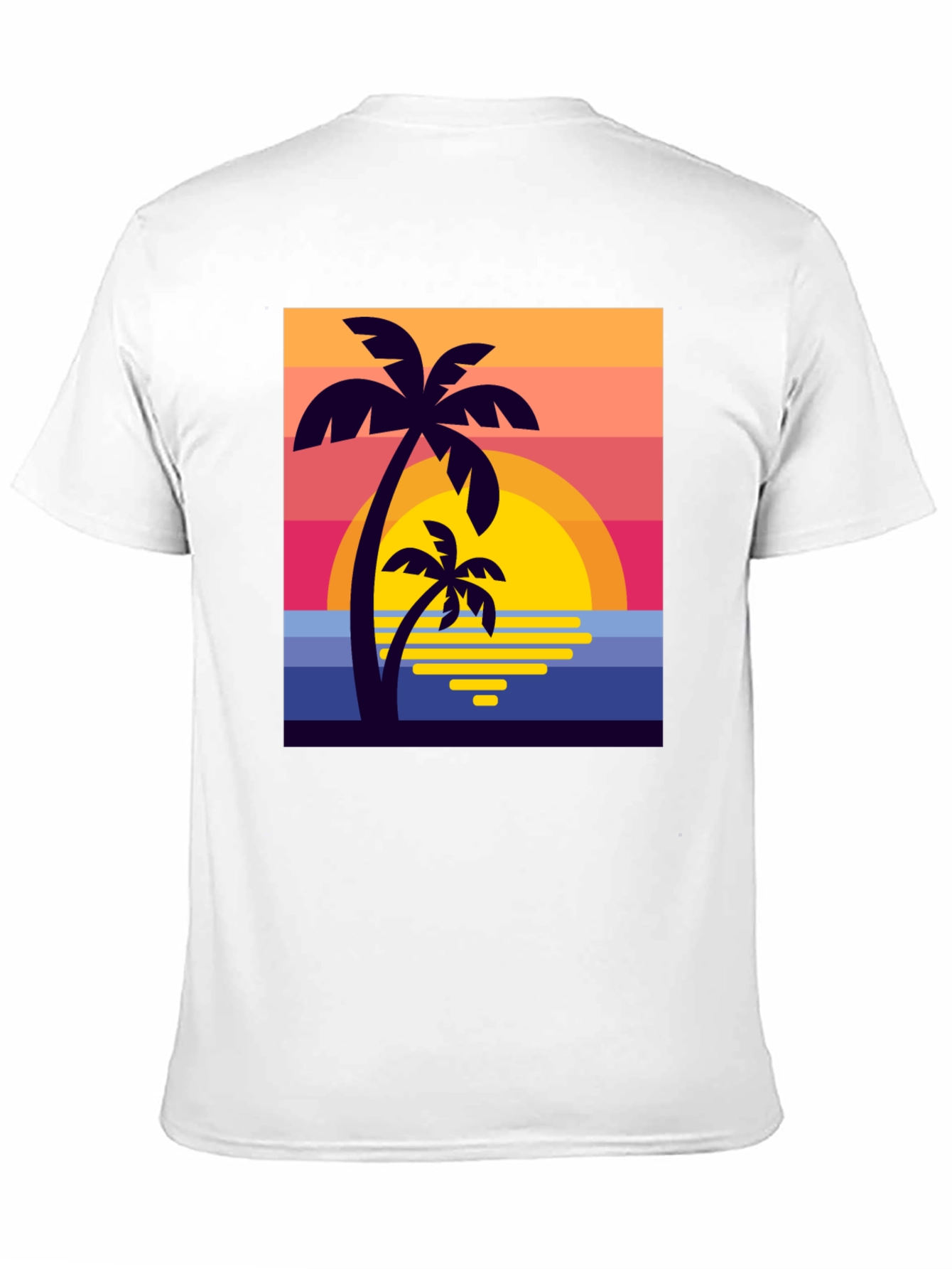 Retro Sunset Palm Tree Graphic Tee - Black