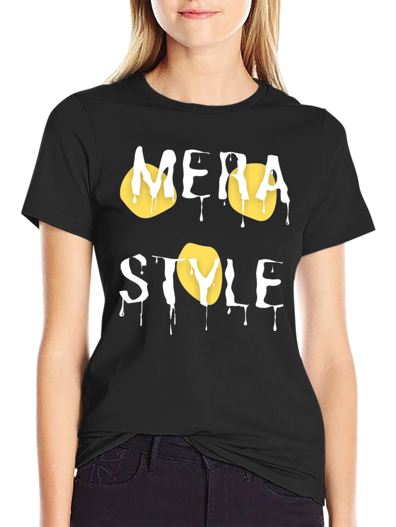 Mera Style Black Graphic T-Shirt