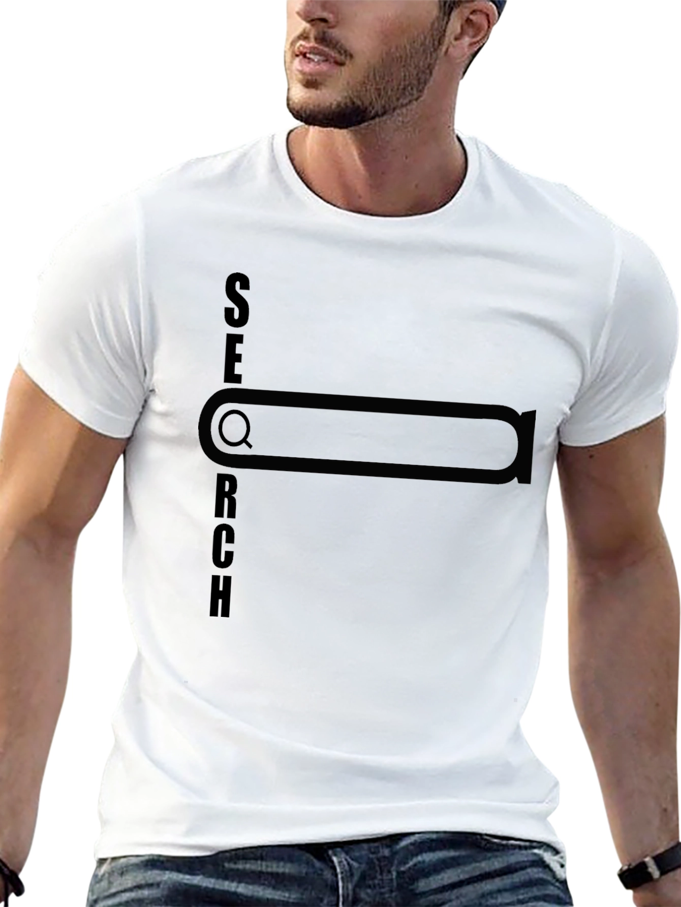 Search Graphic Mens Black T-Shirt