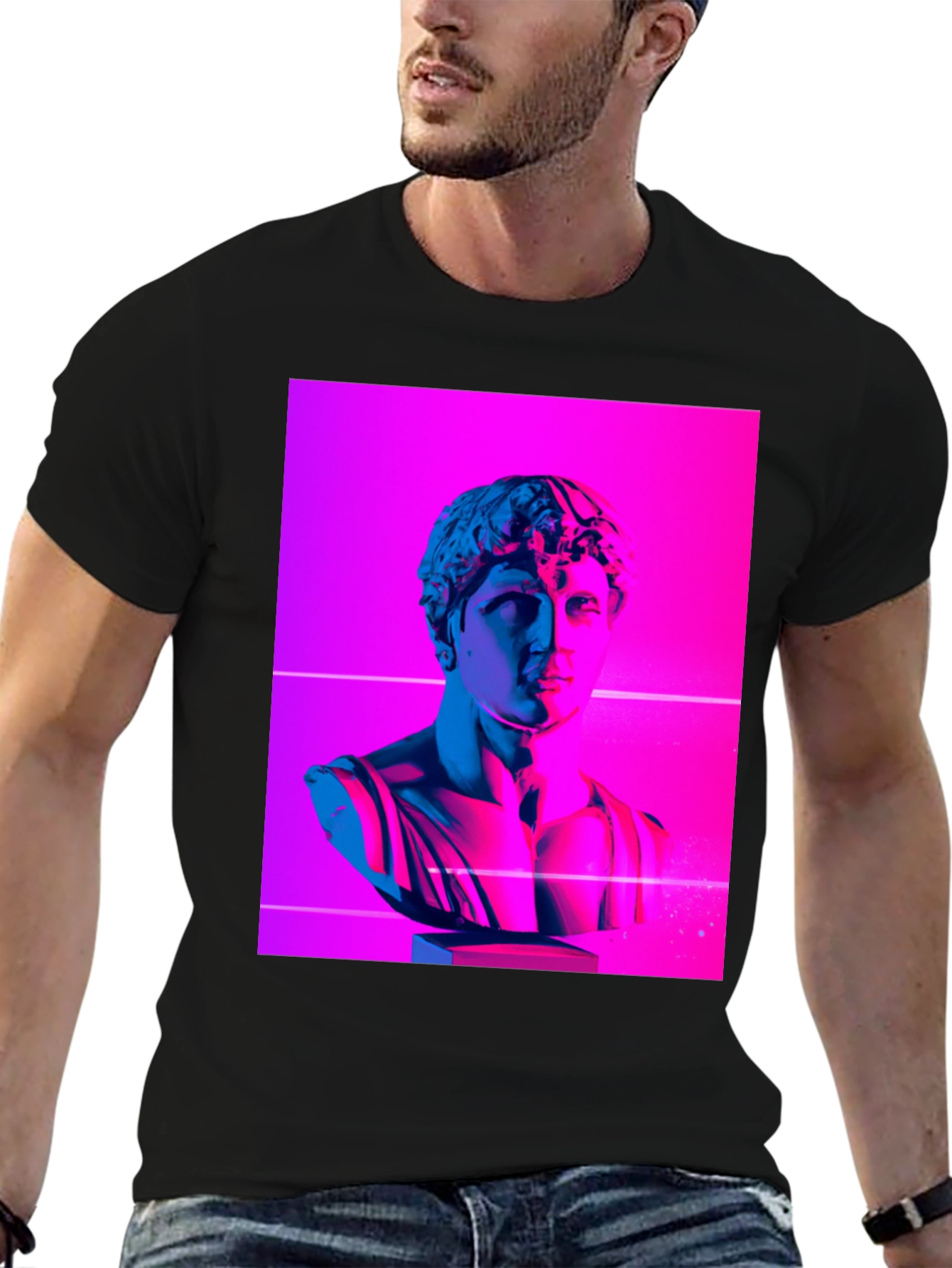 Neon Bust Graphic Tee - Stylish Cotton Blend