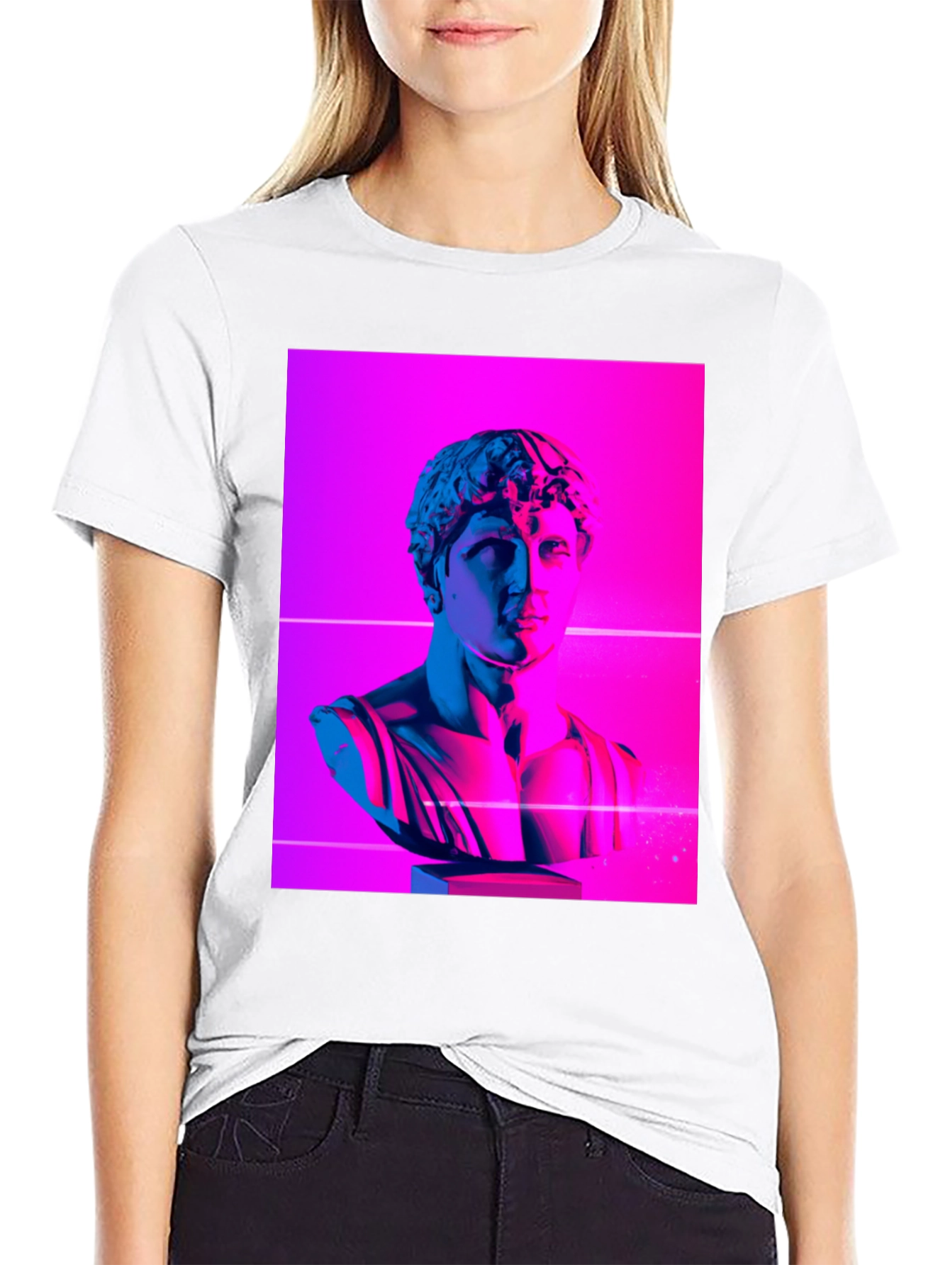 Neon Bust Graphic Tee - Stylish Cotton Blend